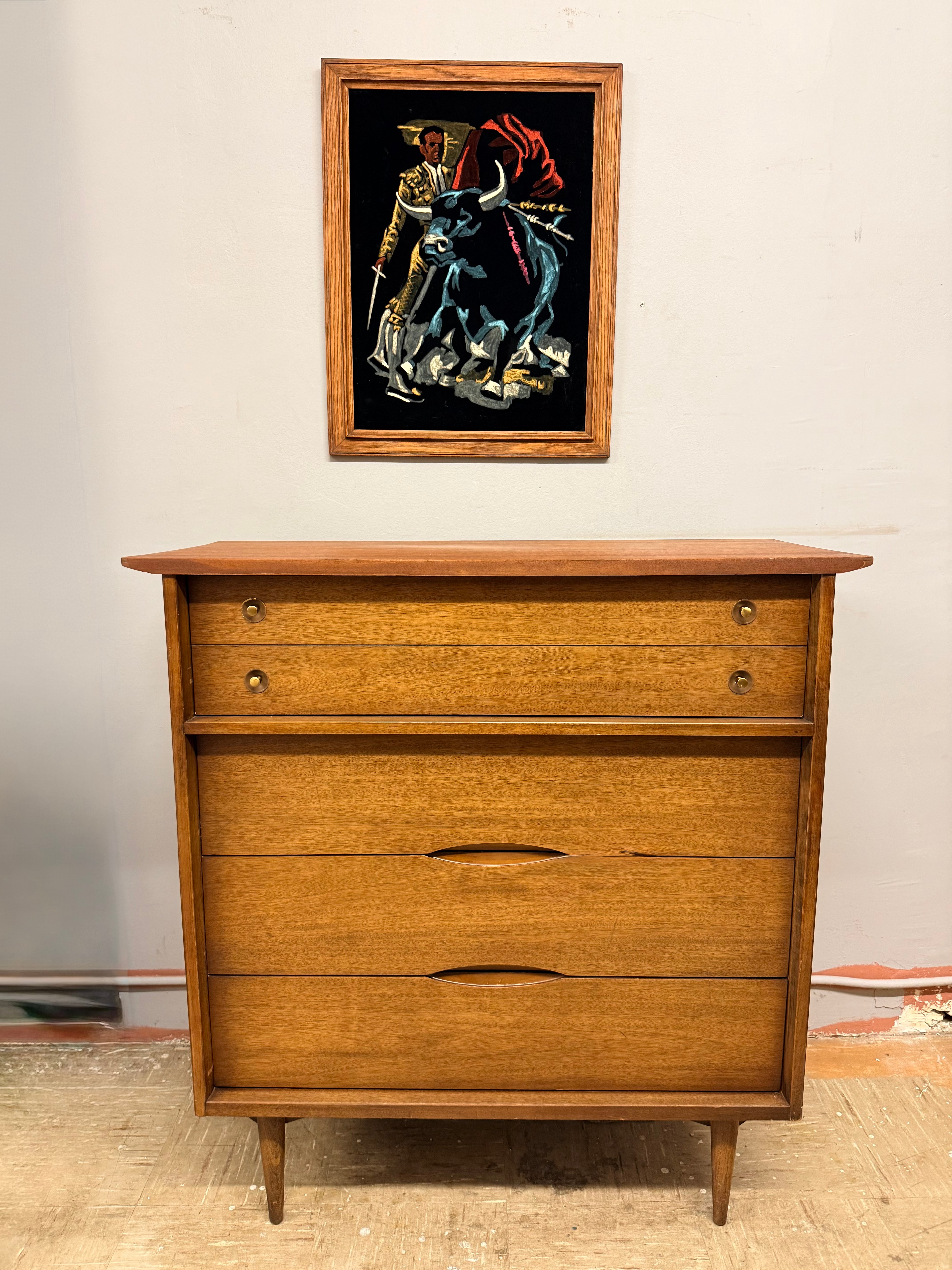 Vintage Bassett Ebony Top Highboy