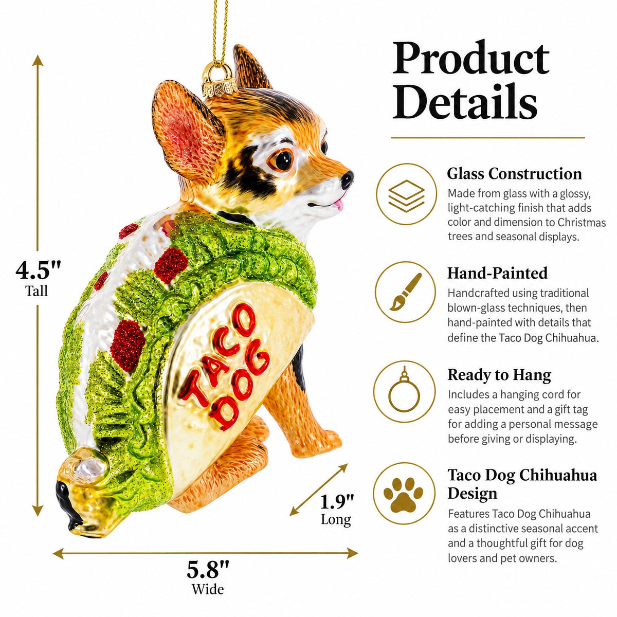 Taco Dog Ornament