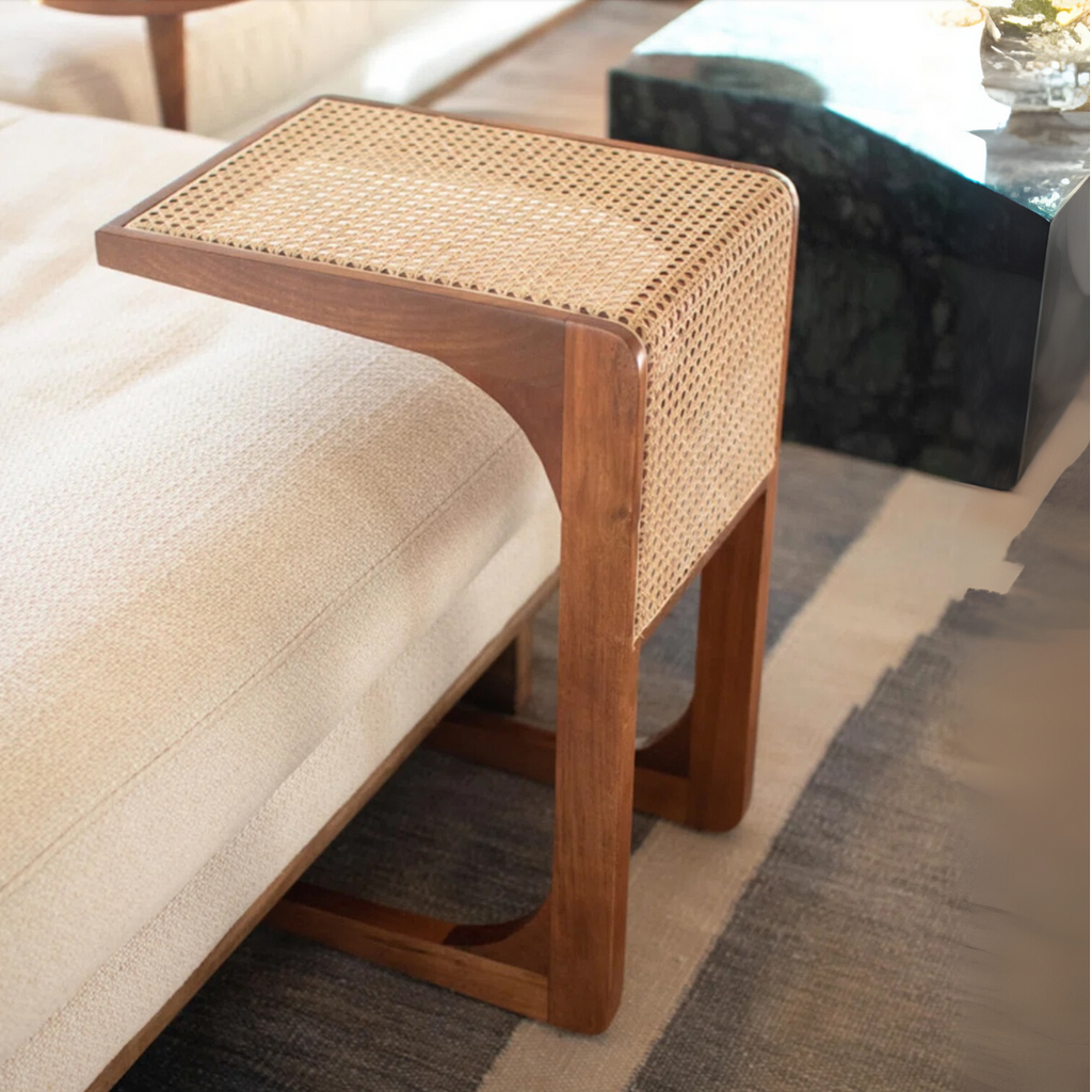 Woven Cane Side Table