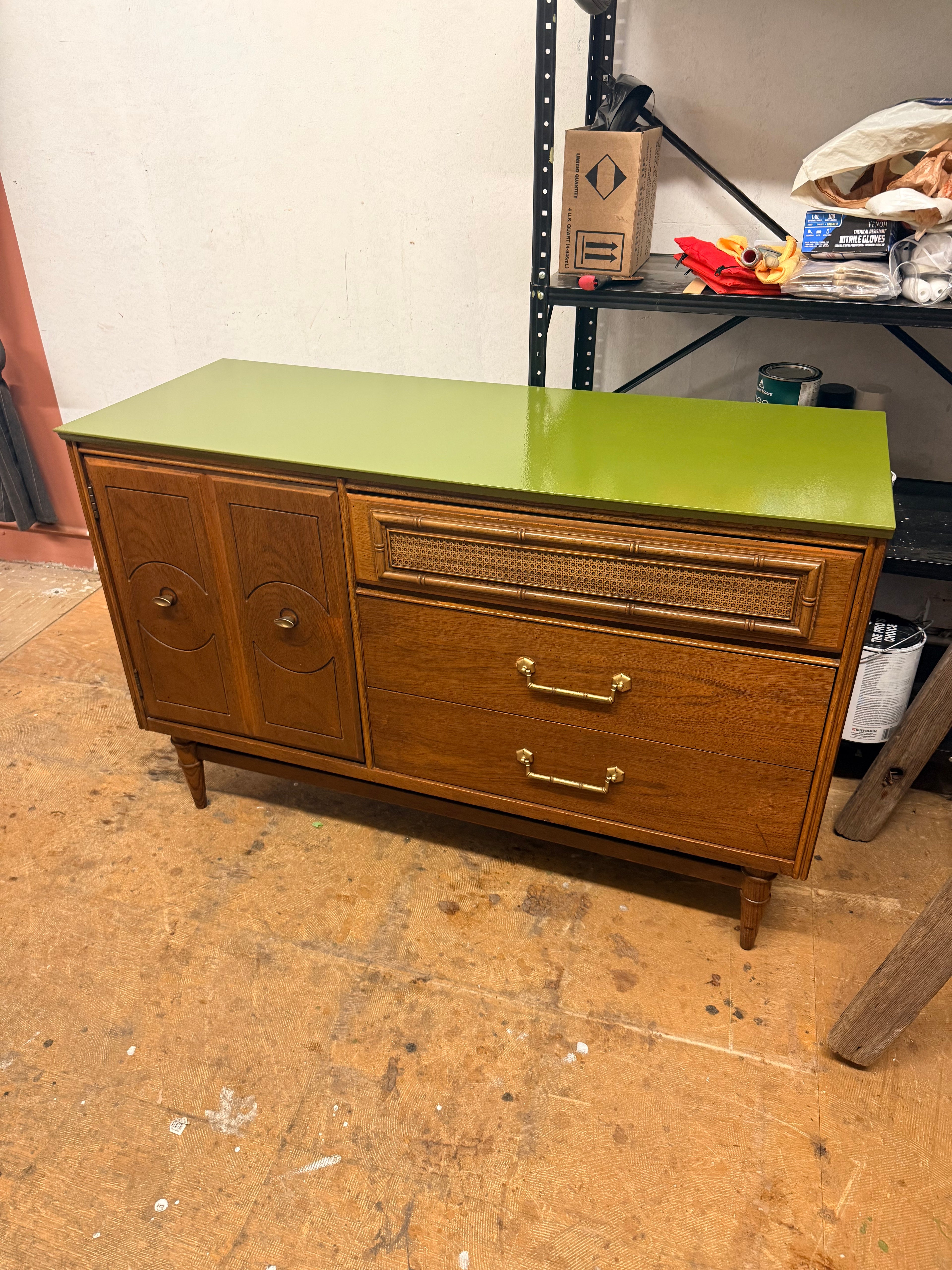 Vintage Avocado Top Credenza