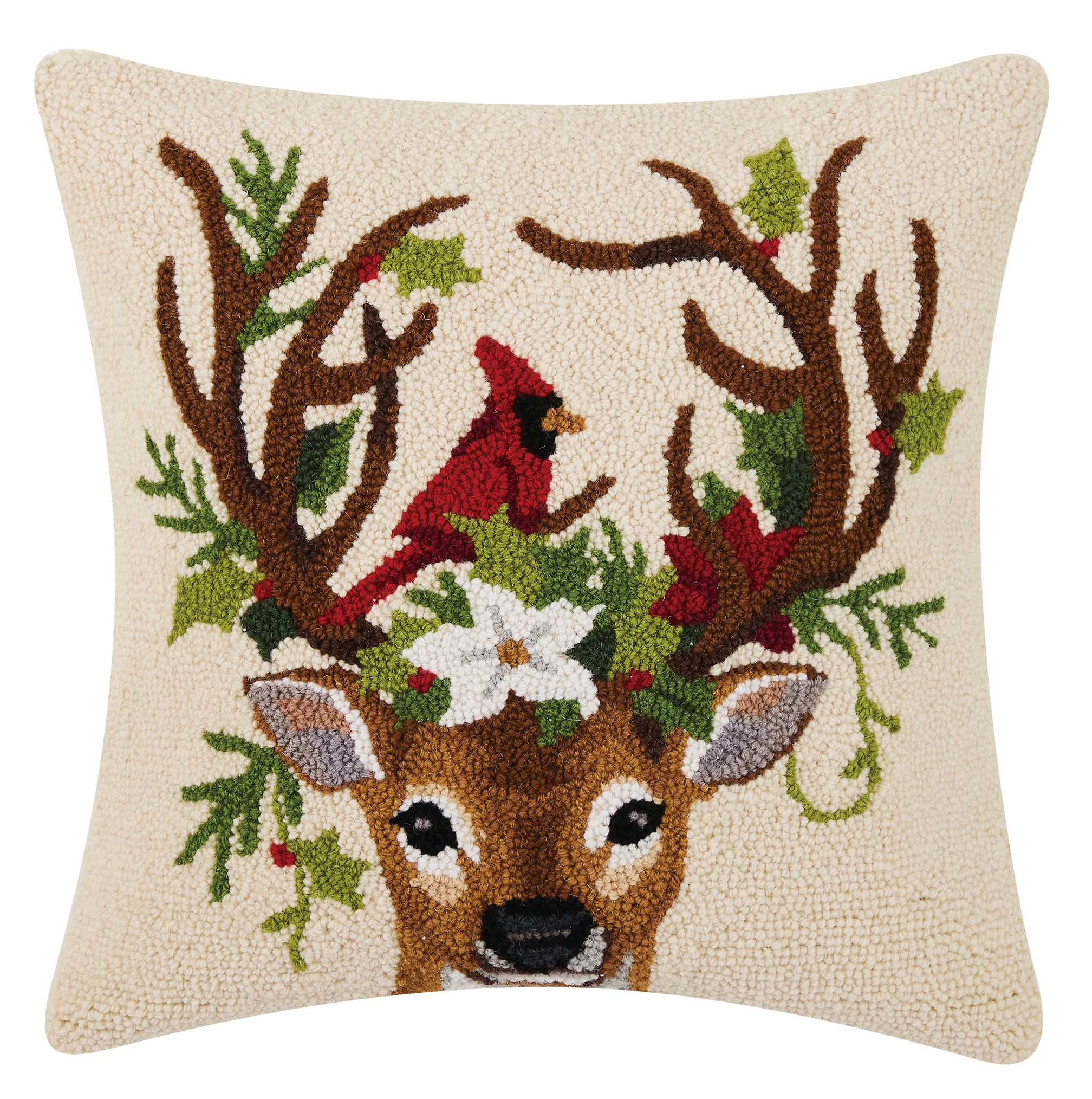 Reindeer & Cardinal Pillow