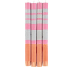 Eco Dinner Candles 4-Pack STRIPED Orange Flame Willow & Neyron Rose