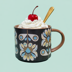 Black & Blue Petals Mid Century Mug