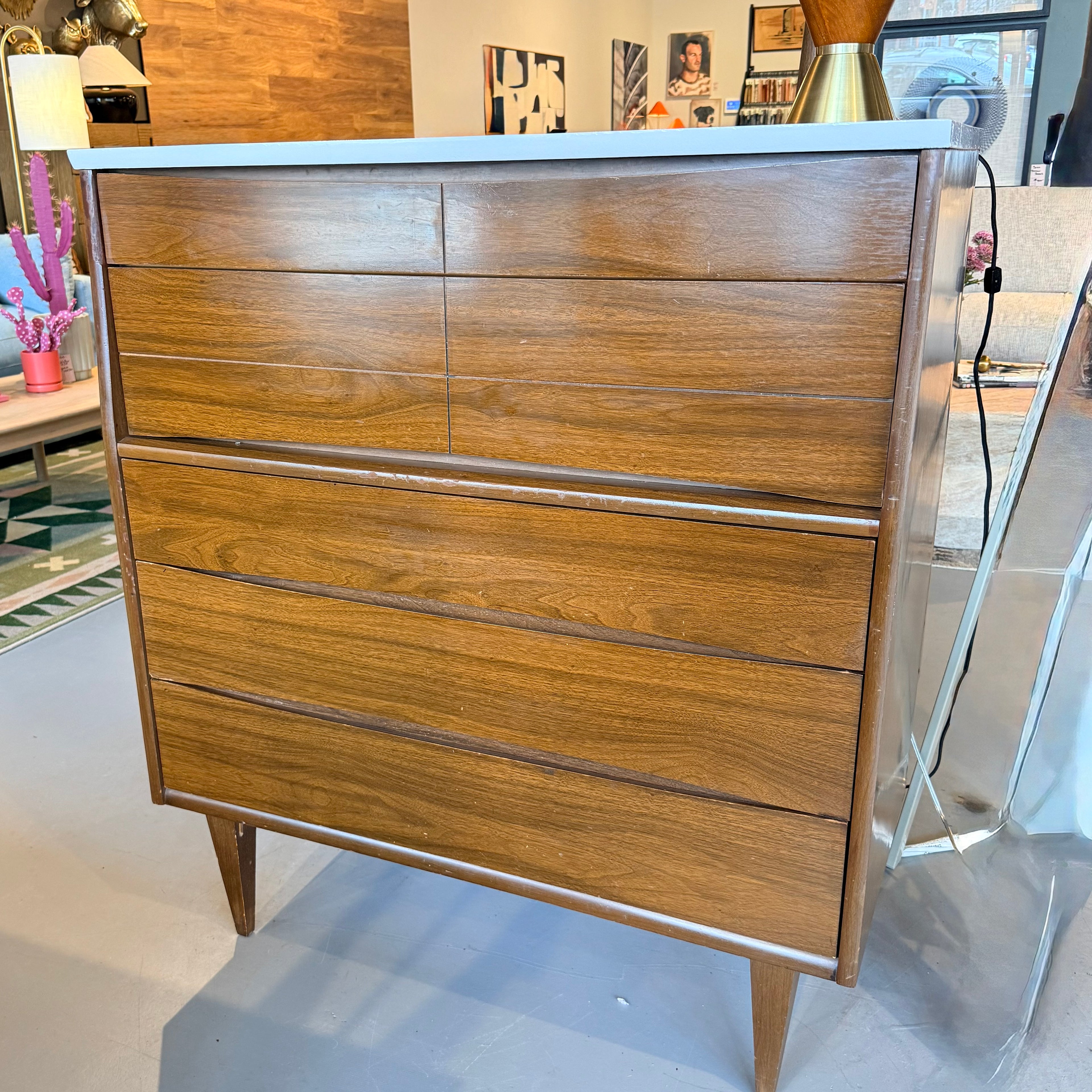 Vintage Dove Grey Top Highboy