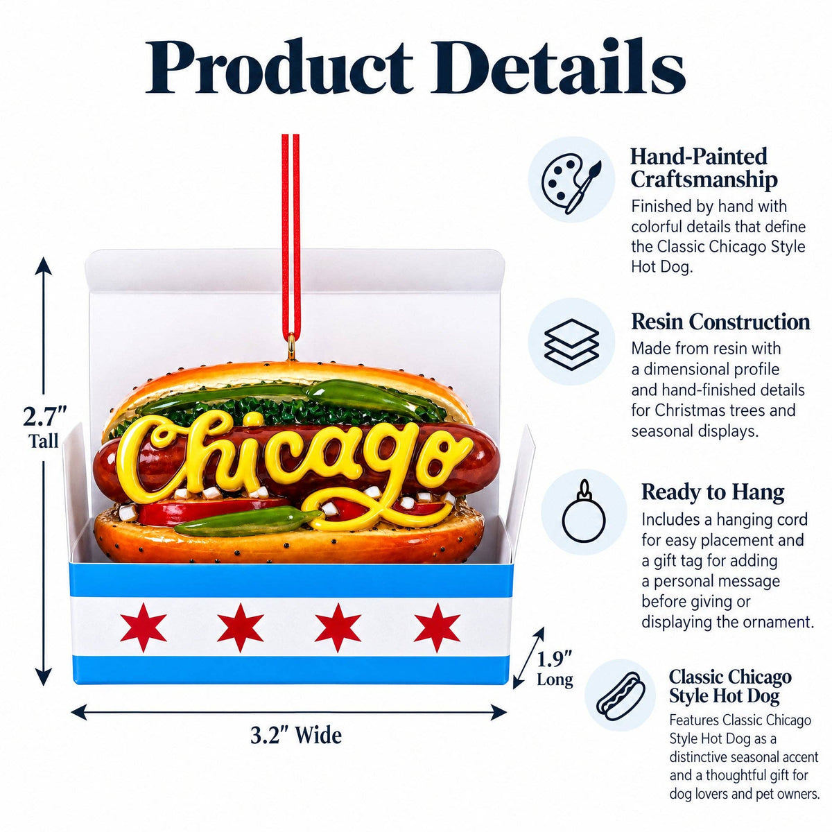 Chicago-Style Hot Dog Ornament