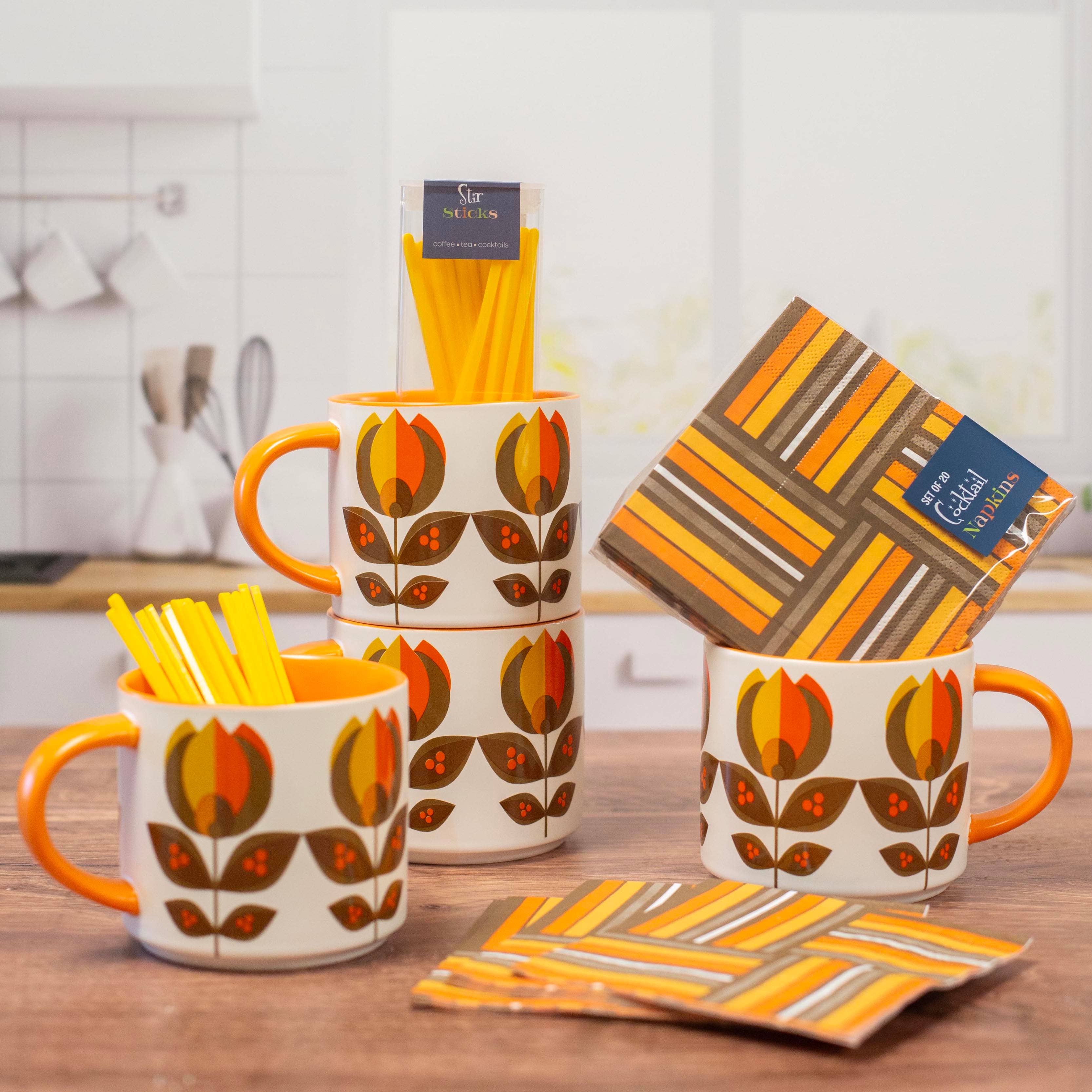 Orange Tulip Mid Century Mug