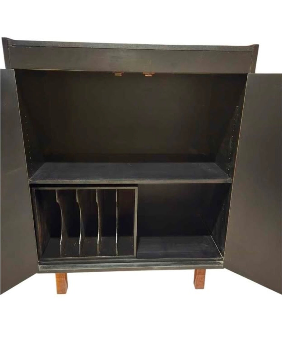 Vintage Rosewood and Chrome Media Cabinet