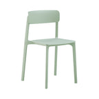 Light green stackable side chair suitable for indoor and outdoor use with a modern minimalist design
