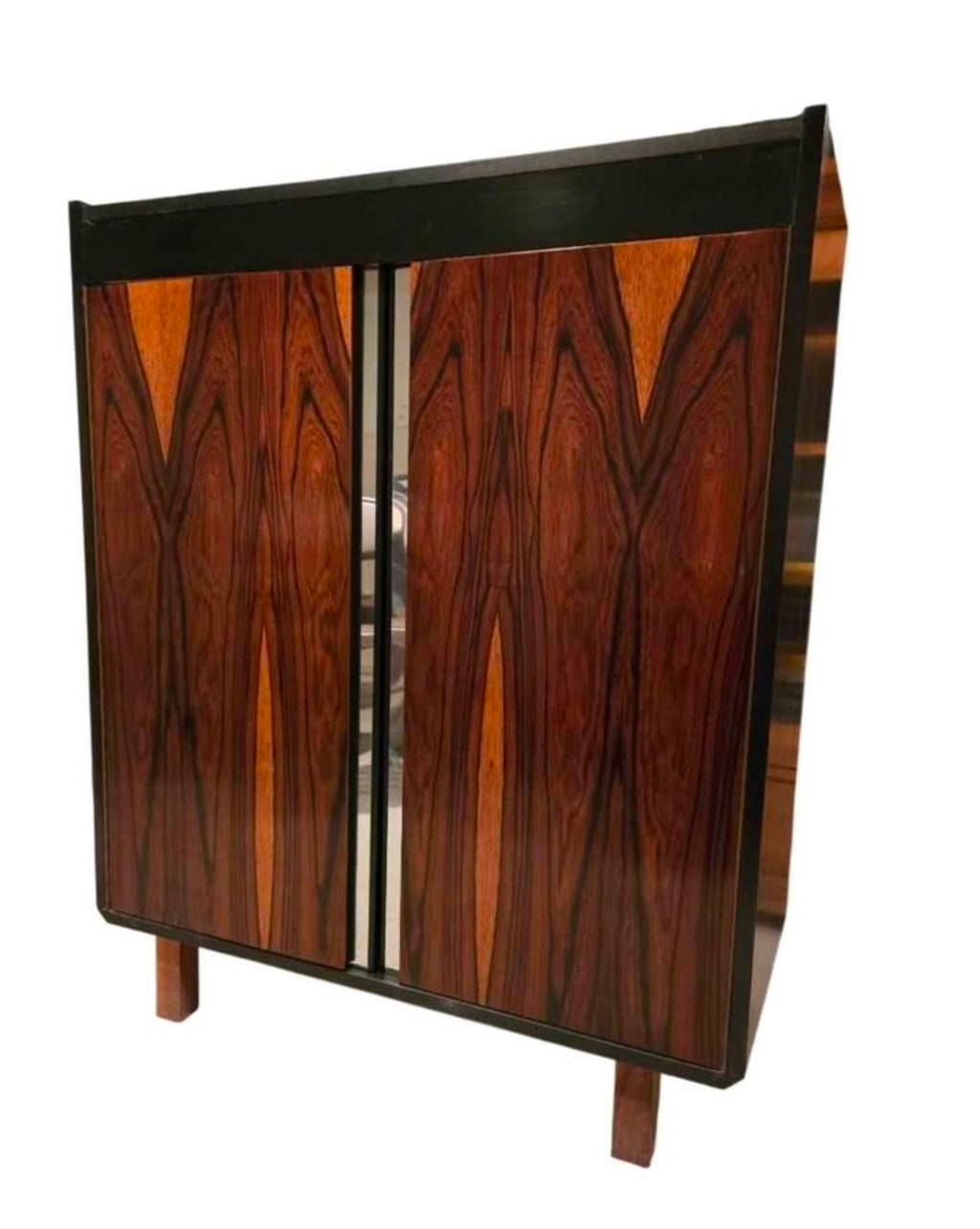 Vintage Rosewood and Chrome Media Cabinet