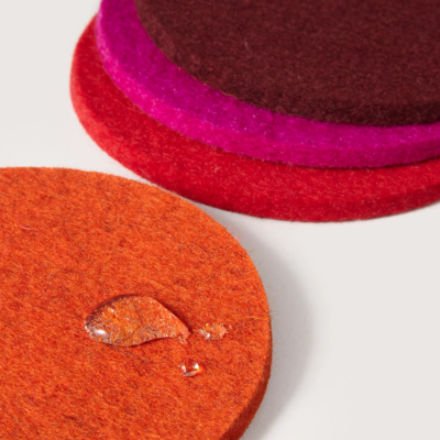 Merino Wool Coasters Round 4-Pack