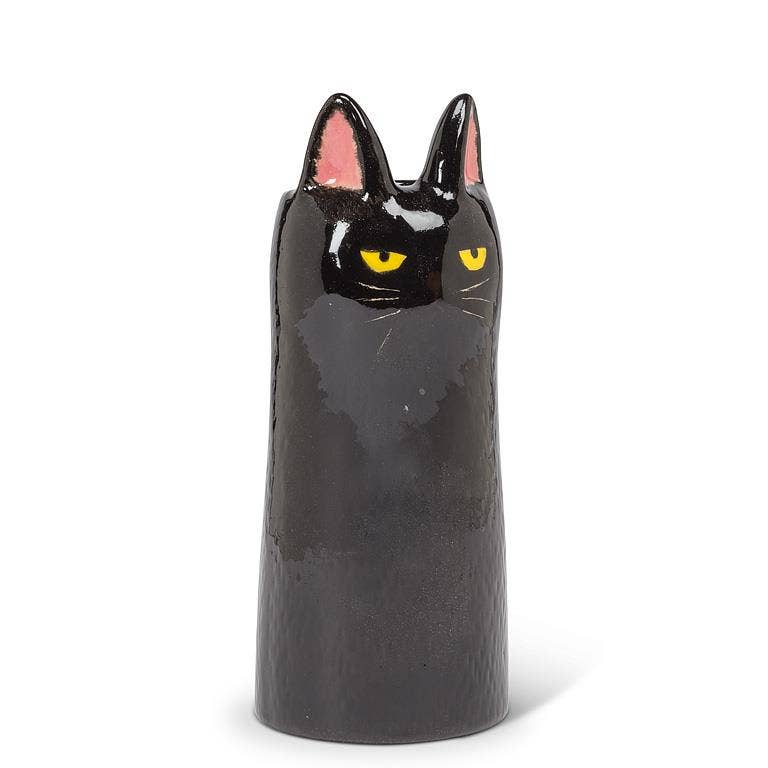Skinny Cat Vase Black