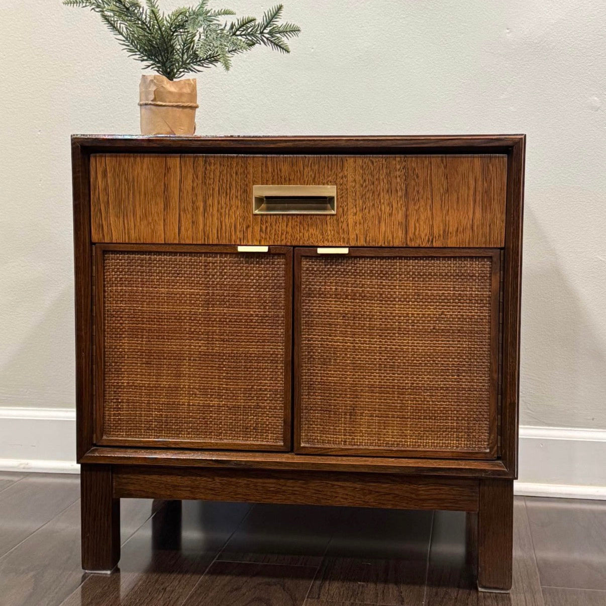 Vintage Cane 2-Door Nightstand