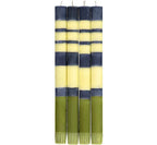 Eco Dinner Candles 4-Pack ABSTRACT Striped Olive, Indigo & Jasmine