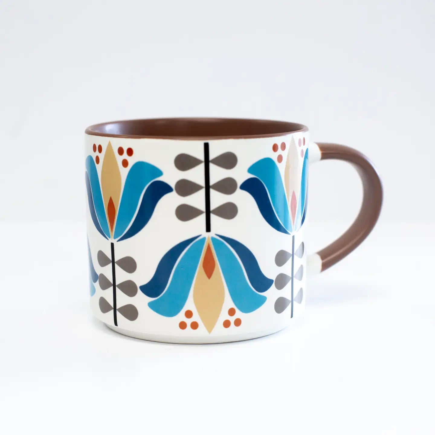 Blue Lotus Flower Mid Century Mug