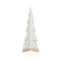 Minimalist cream stoneware tree sculpture with simple geometric design and natural base tone for home decor