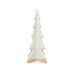 Minimalist cream stoneware tree sculpture with simple geometric design and natural base tone for home decor