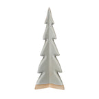 Tall cream-colored stoneware tree sculpture with a simple, modern silhouette for home decor.