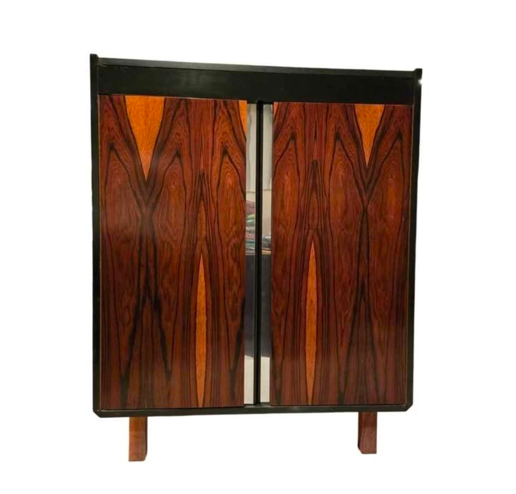Vintage Rosewood and Chrome Media Cabinet