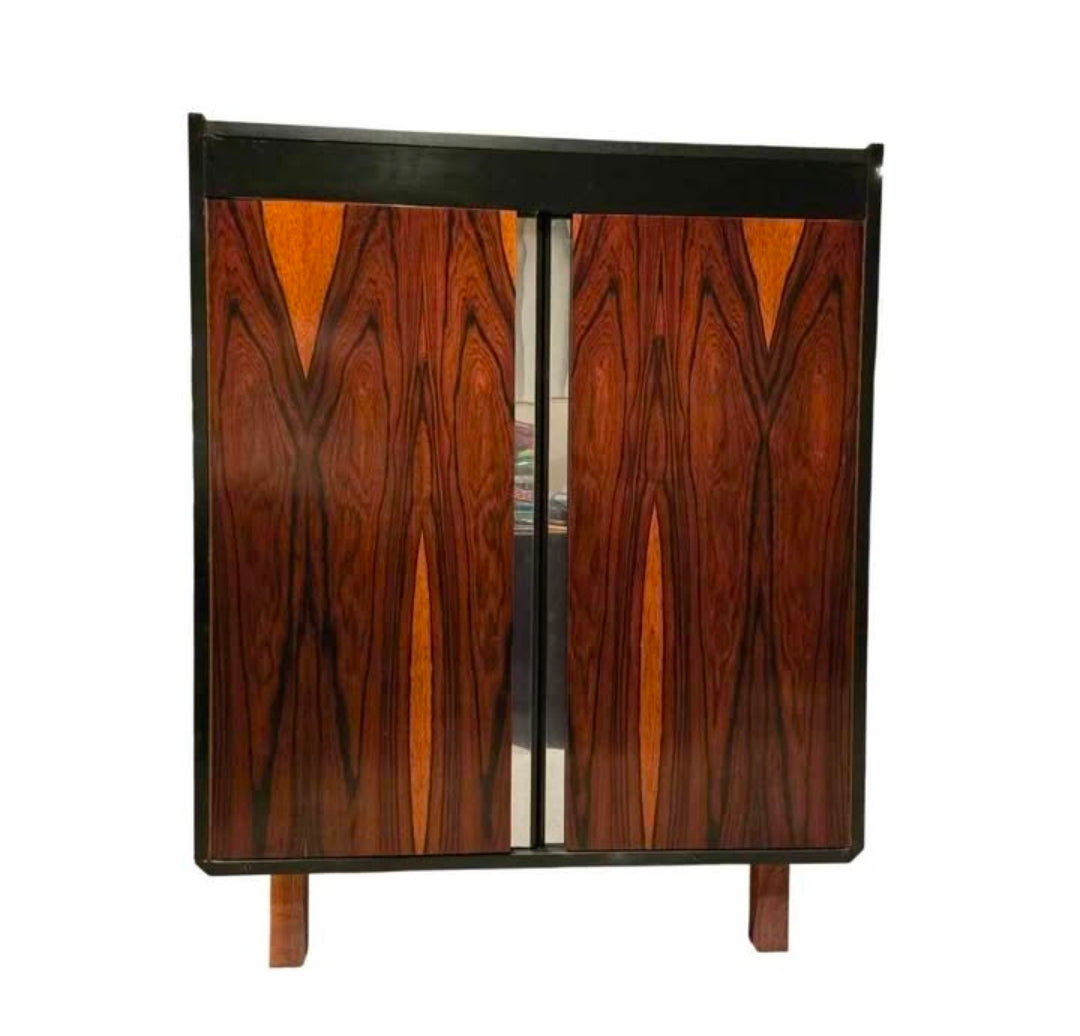 Vintage Rosewood and Chrome Media Cabinet