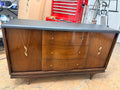 Vintage Curved Ebony Topped Credenza