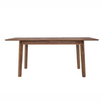 Mid-century modern small extension dining table in warm brown wood with tapered legs and clean lines