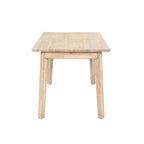 Light wood small extension dining table with simple rectangular top and four sturdy legs