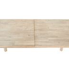 Light wood small extension dining table with natural grain and sturdy legs in modern design