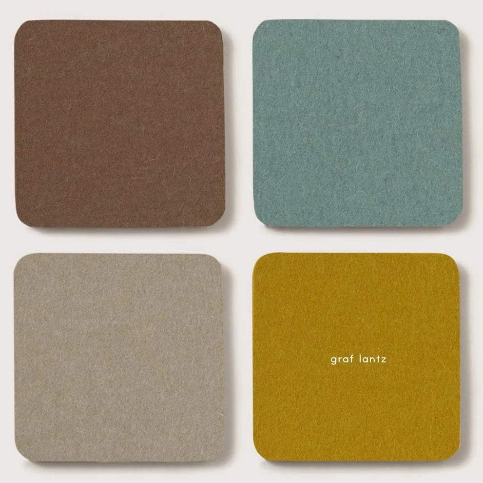 Merino Wool Coasters Square 4-Pack London Fog