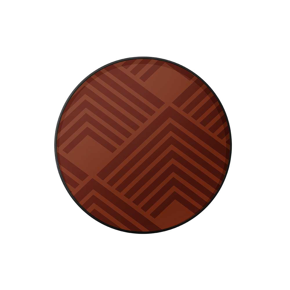 Orange Chevron Round Glass Tray