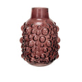 Purple glass vase with raised bubble texture, designed for decorative home use or as a stylish planter.