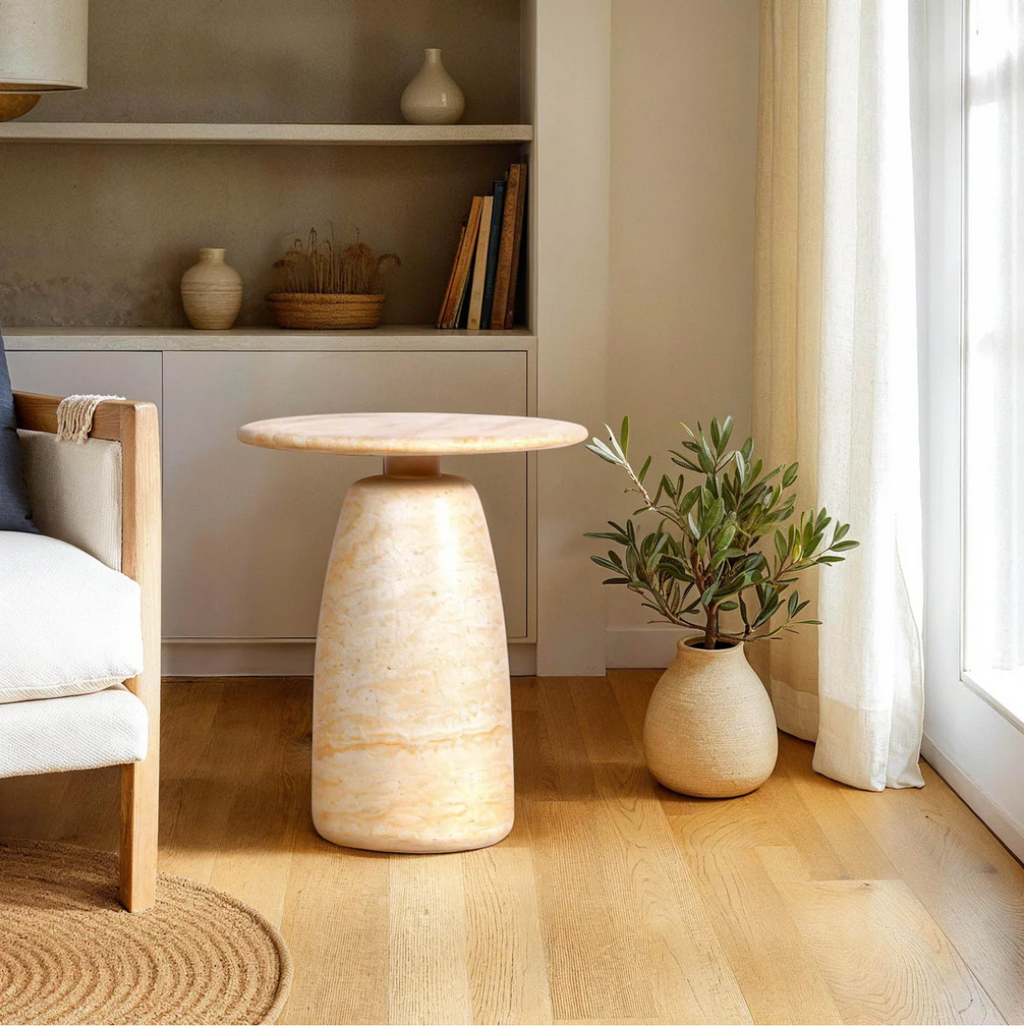 Travertine Side Table