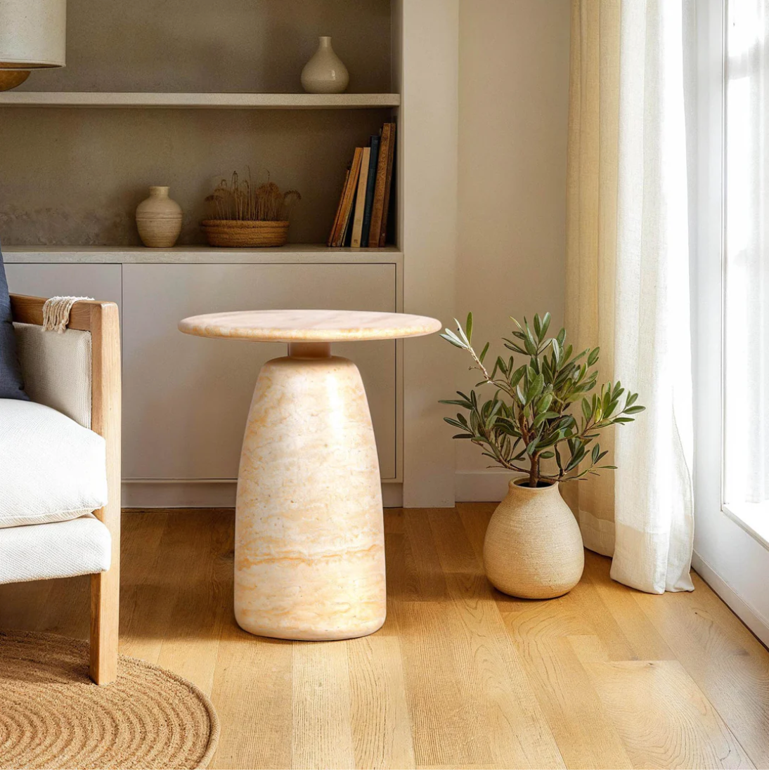 Travertine Side Table