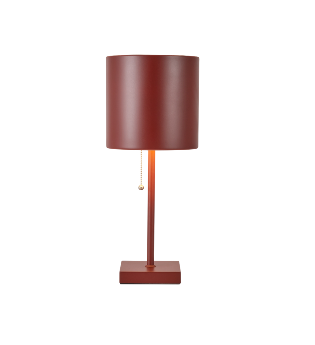 Red Metal Table Lamp 19"