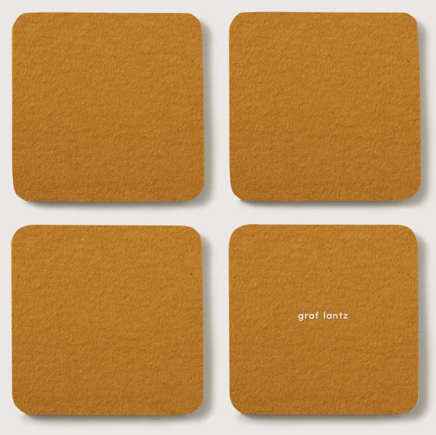 Merino Wool Coasters Square 4-Pack Turmeric