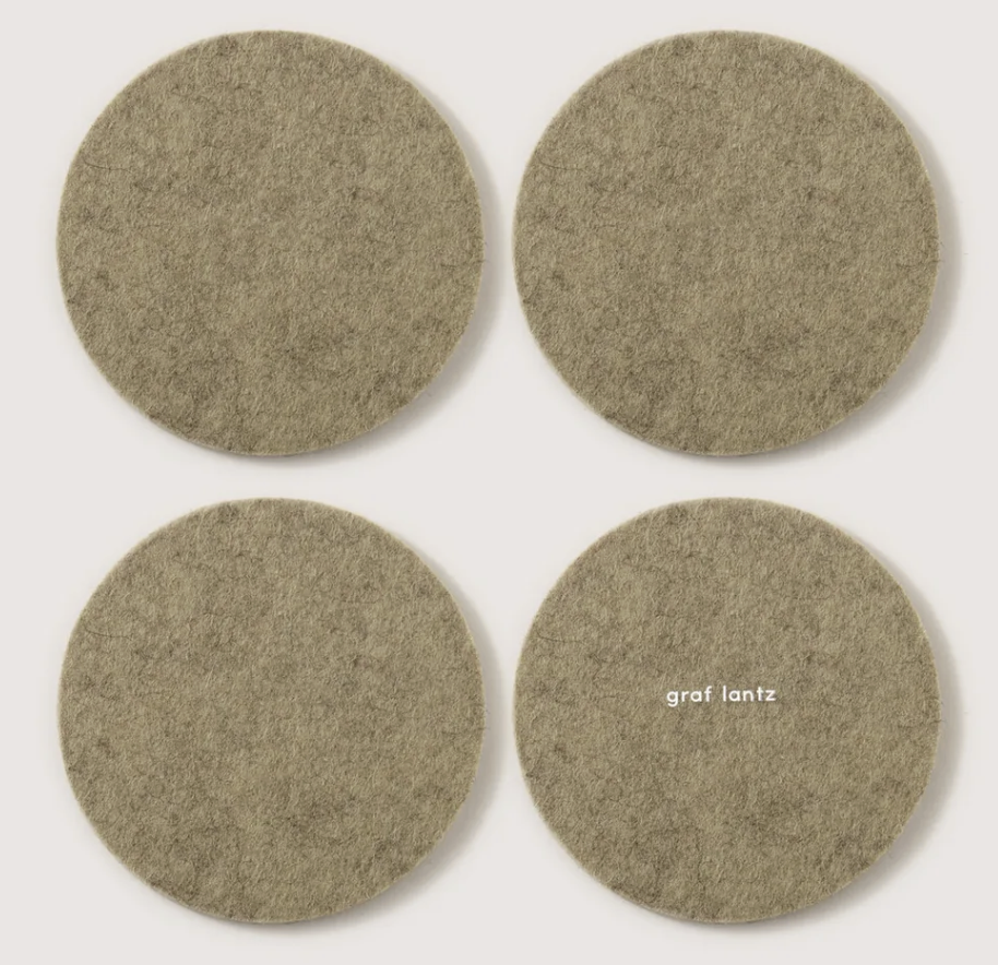 Merino Wool Coasters Round 4-Pack