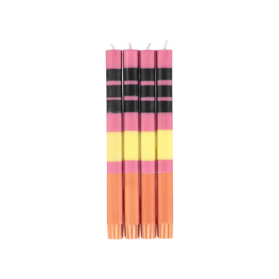 Eco Dinner Candles 4-Pack STRIPED Neyron, Sulphur, Jet & Orange Flame