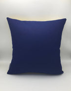 Square deep blue wool felt throw pillow with a soft texture, suitable for home decor and furniture accents