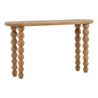 Wooden table with spiral legs on a white background