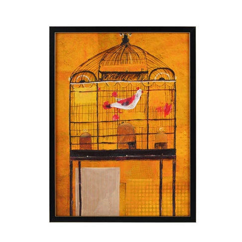 Bird Cage Framed Canvas Art