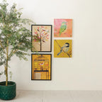 Birds in Tree Framed Canvas Art