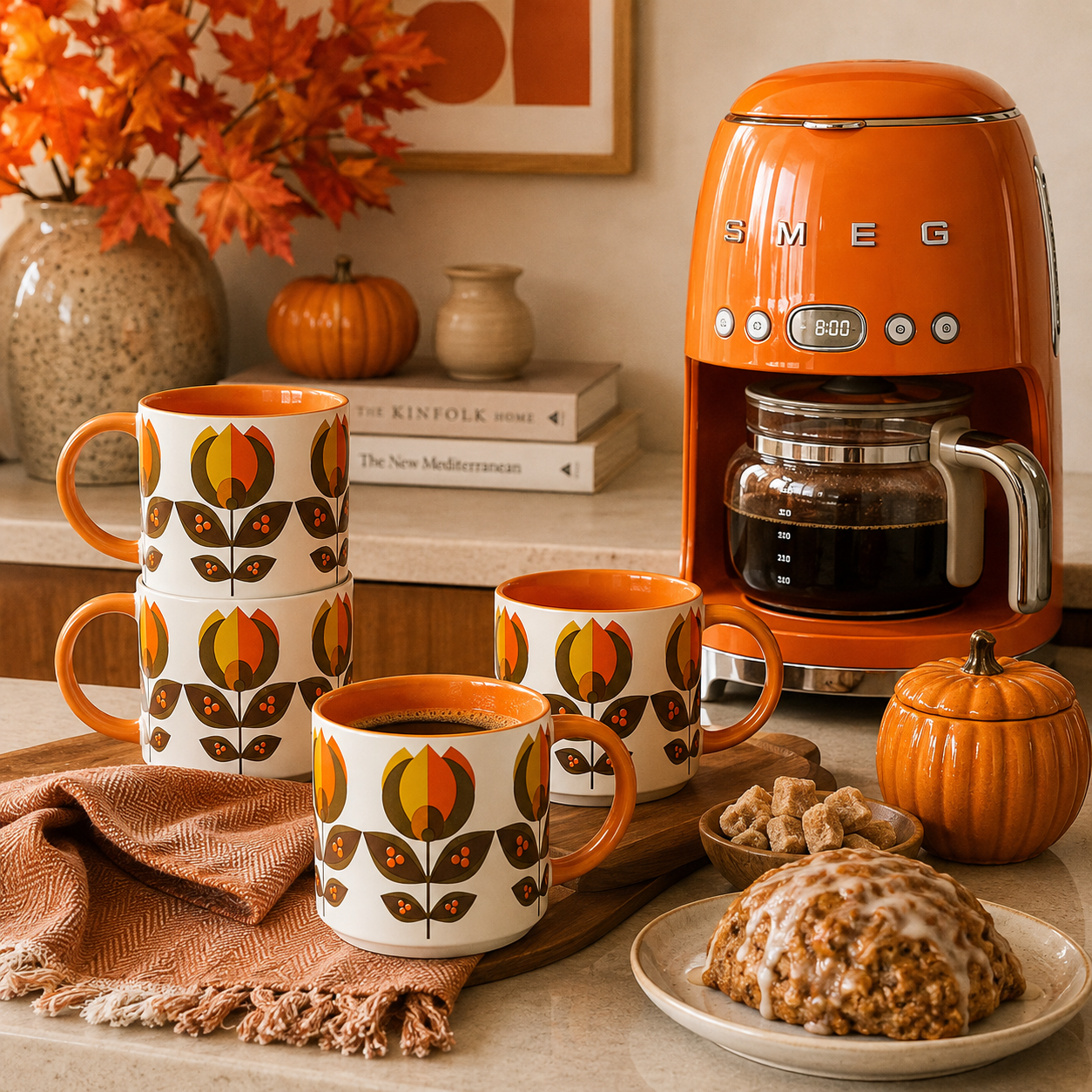 Orange Tulip Mid Century Mug
