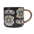 Black & Blue Petals Mid Century Mug