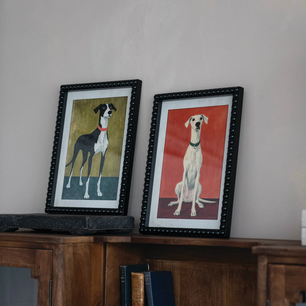 Black & White Dog Print in Bobbin Frame