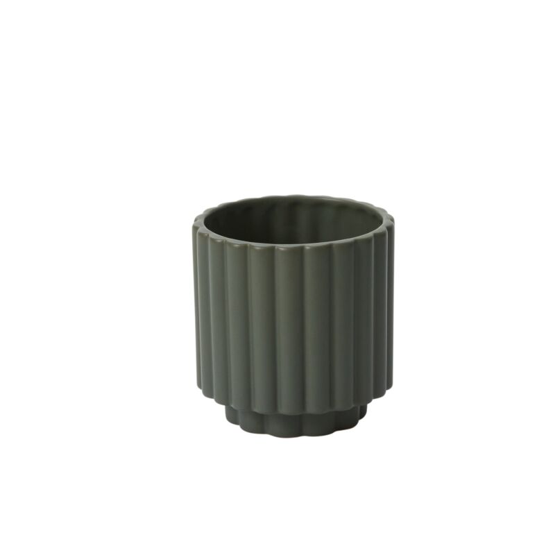 Small Green Fluted Pot