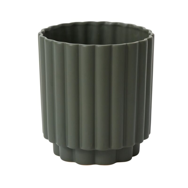 Medium Green Fluted Pot