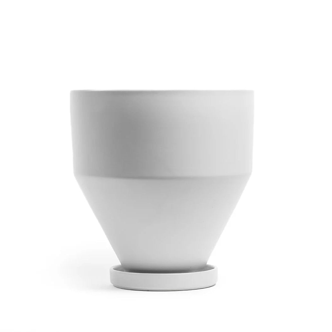 Stone planter and tray on a white background