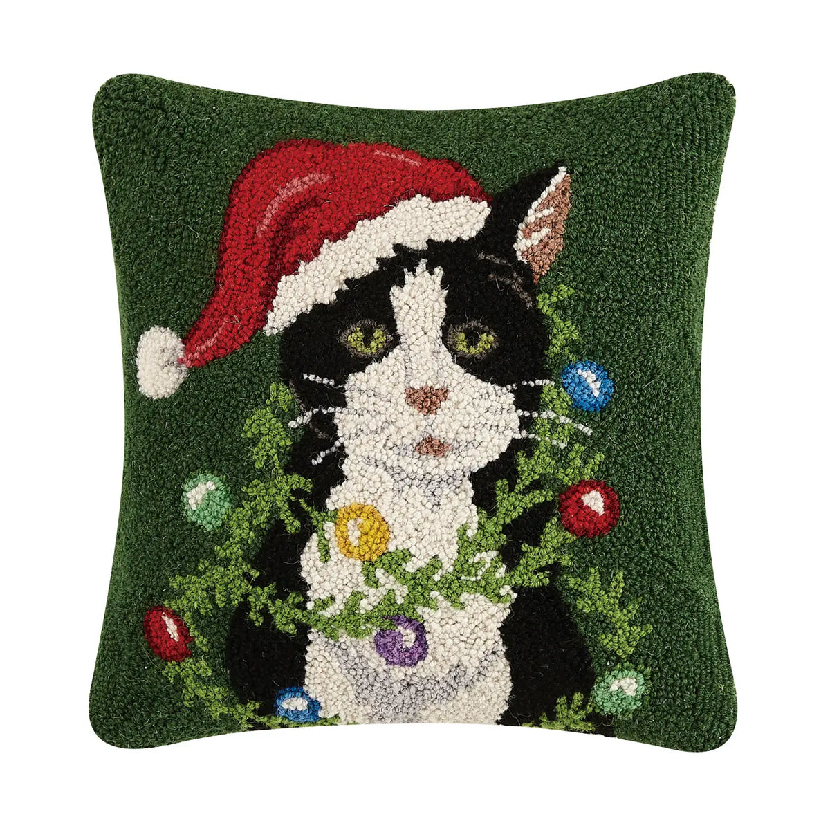 Cat w/Ornaments Pillow
