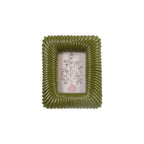 Green ribbed picture frame with a white background