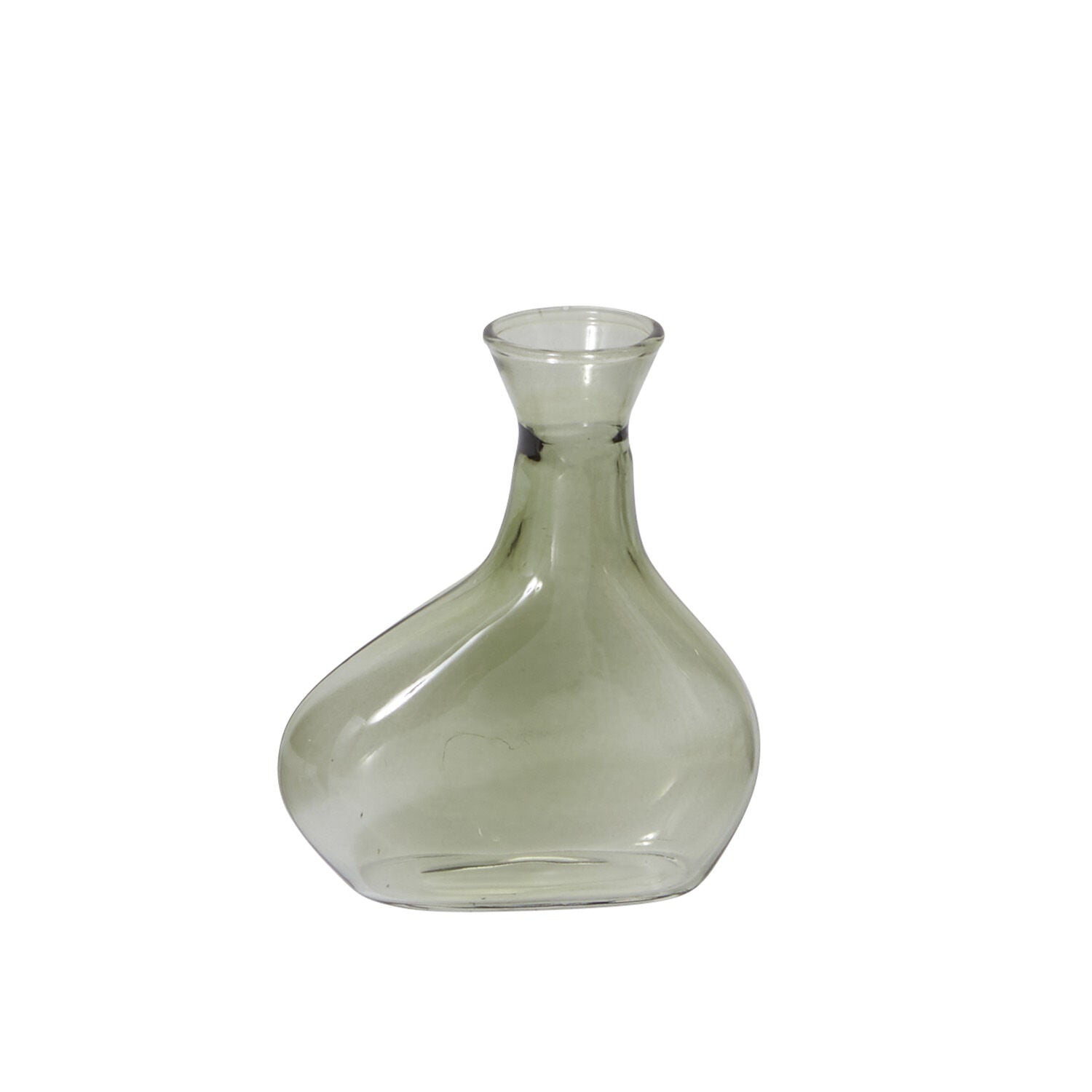 Sea glass bud vase on a white background