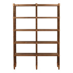 Wooden bookshelf with spindles on a white background